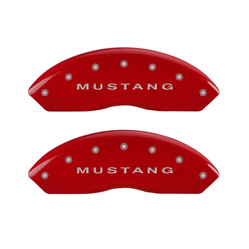 MGP 10197SMG2RD FITS 4 Caliper Covers Engraved Front Mustang Engraved Rear S197/GT Red finish silver ch