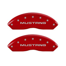 Load image into Gallery viewer, MGP 10095SMG1RD FITS 4 Caliper Covers Engraved Front Mustang Engraved Rear SN95/GT Red finish silver ch