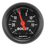 AutoMeter 2601 - Autometer Z Series 52mm 20 PSI Mechanical Boost Vacumm Gauge