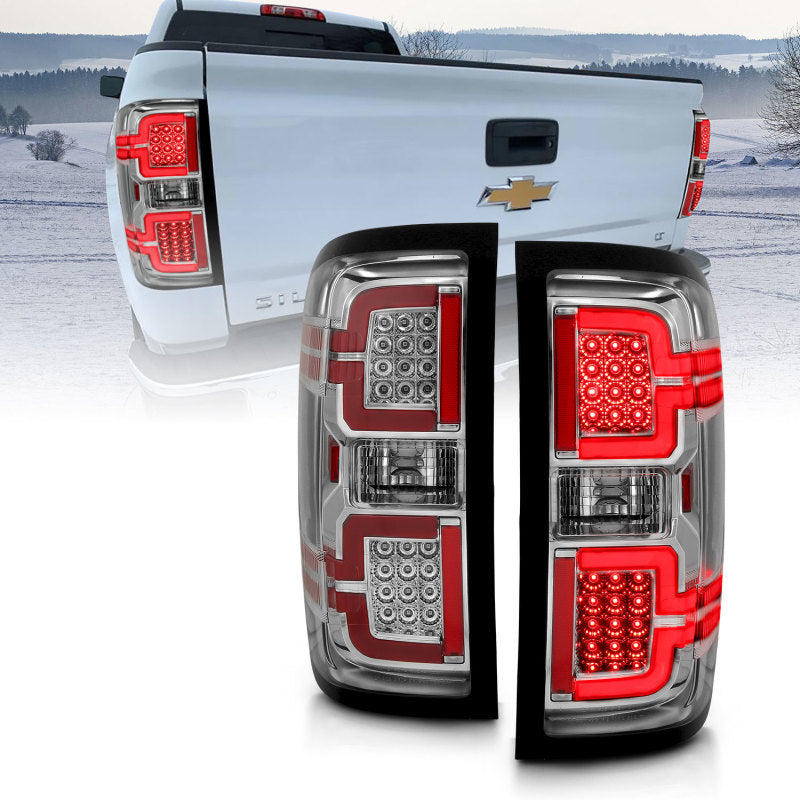 ANZO - [product_sku] - ANZO 2014-2018 Chevy Silverado 1500 LED Taillights Chrome - Fastmodz