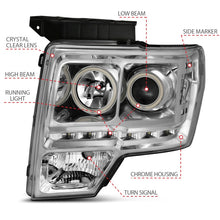 Load image into Gallery viewer, ANZO 111297 -  FITS: 2009-2014 Ford F-150 Projector Headlights w/ Halo Chrome (CCFL) G2