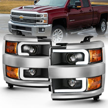 Load image into Gallery viewer, ANZO - [product_sku] - ANZO 2015-2016 Chevrolet Silverado Projector Headlights w/ Plank Style Design Black w/ Amber - Fastmodz