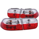 ANZO 221220 FITS: 1992-1995 Honda Civic Taillights Red/Clear