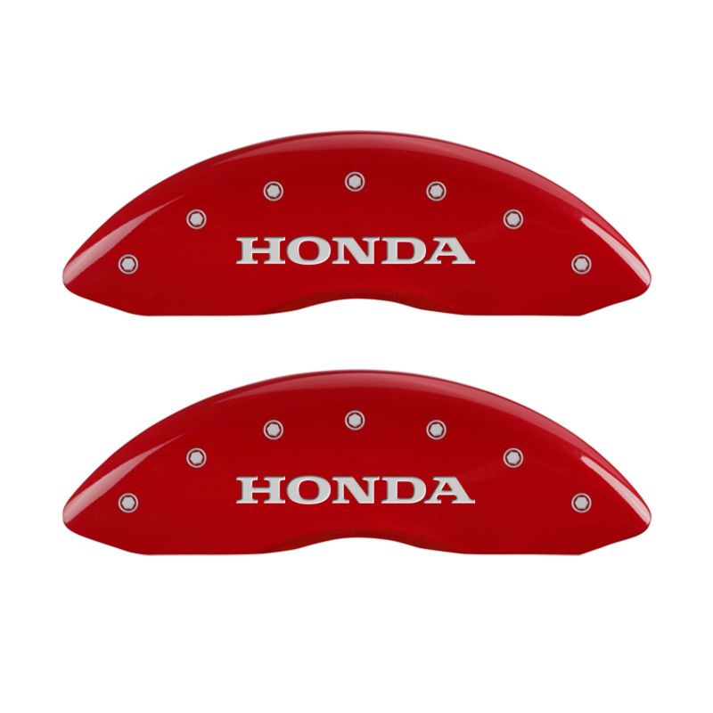 MGP 20219SHOHRD - 4 Caliper Covers Engraved Front Honda Engraved Rear H Logo Red finish silver ch