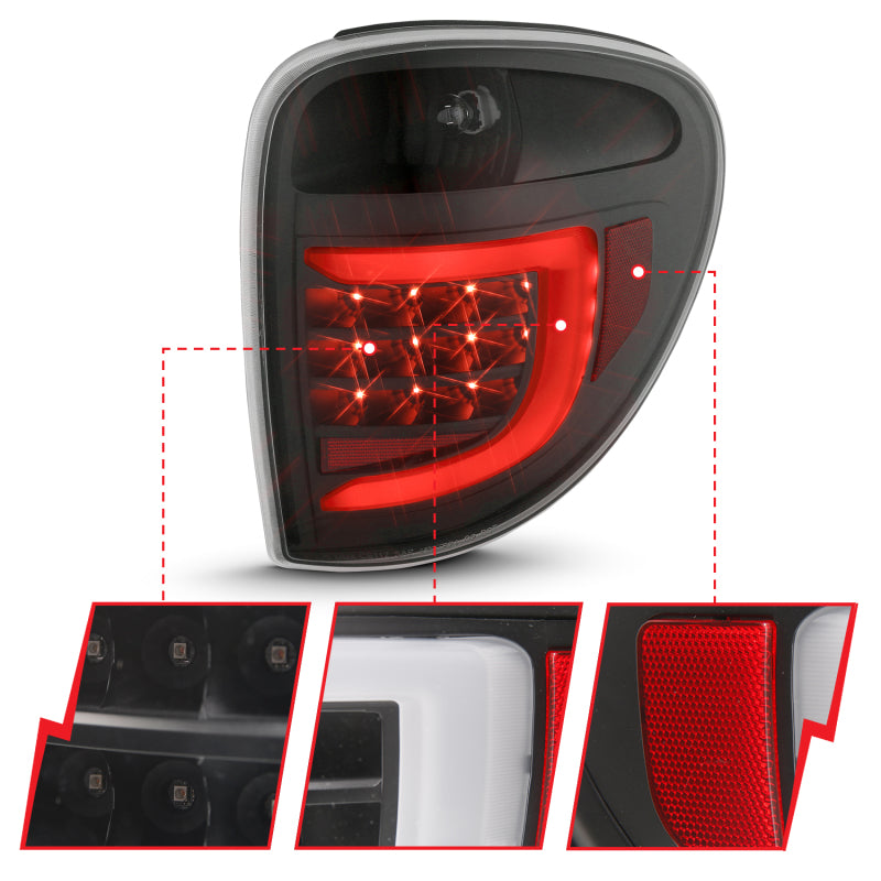 ANZO 311365 FITS 2004-2007 Dodge  Grand Caravan LED Tail Lights w/ Light Bar Black Housing Clear Lens