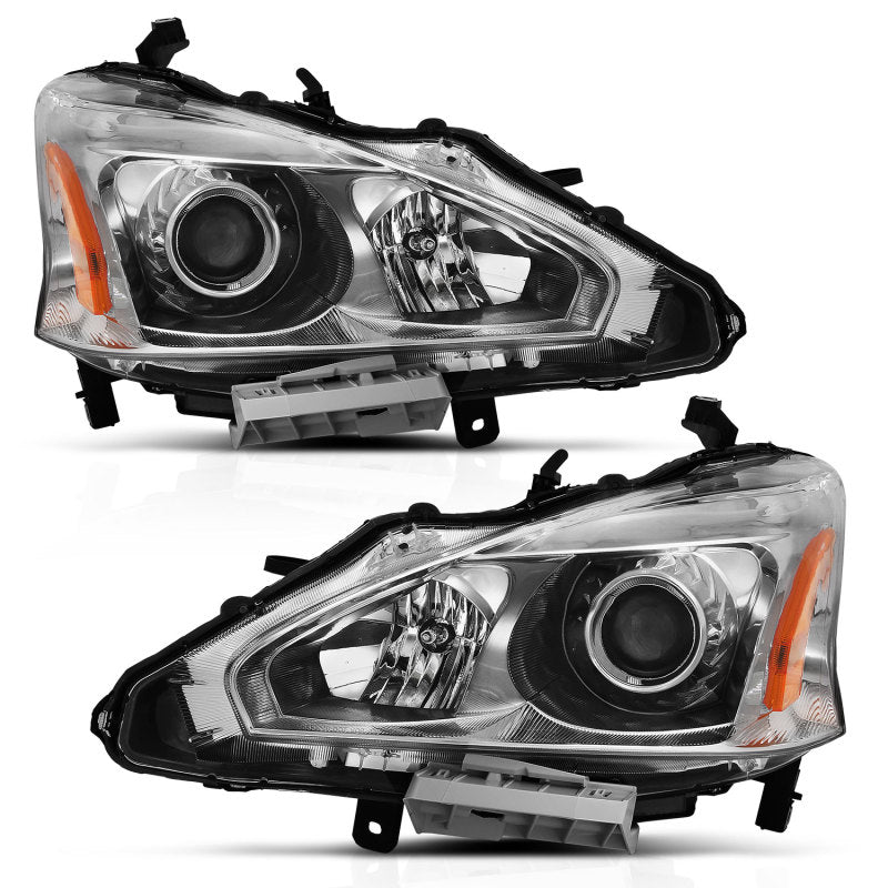 ANZO 121550 -  FITS: 2013-2015 Nissan Altima Projector Headlight Chrome Amber