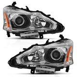ANZO 121550 FITS 121550 - FITS: 2013-2015 Nissan Altima Projector Headlight Chrome Amber
