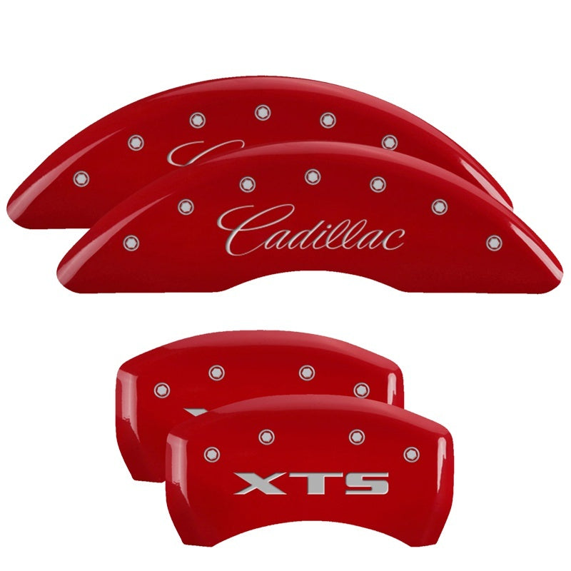 MGP 35008SXTSRD - 4 Caliper Covers Engraved Front Cadillac Engraved Rear XTS Red finish silver ch