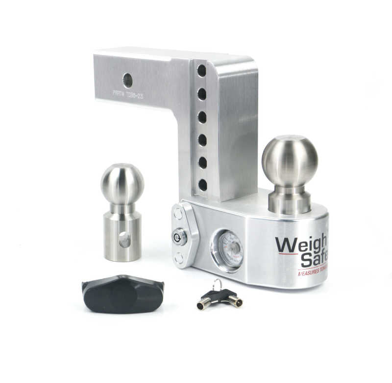 Weigh Safe WS6-2.5 FITS 6in Drop Hitch w/Built-in Scale & 2.5in Shank (10K/18.5K GTWR) - Aluminum