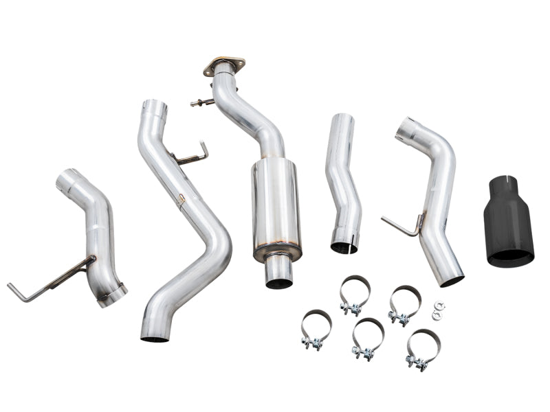 AWE Tuning 3015-23789 FITS 2021+ Ford Bronco 0FG Single Rear Exit Exhaust w/Diamond Black Tip & Bash Guard