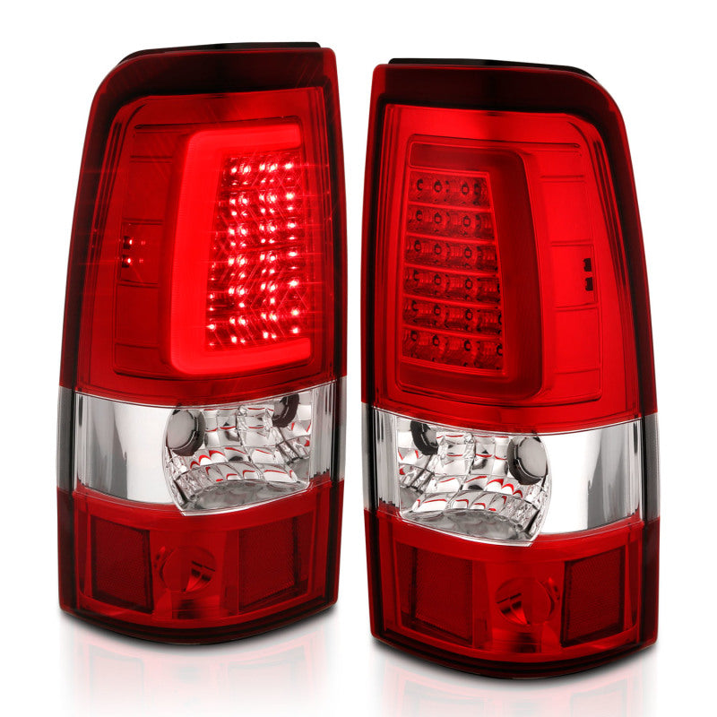 ANZO 311332 FITS 1999-2002 Chevy Silverado 1500 LED Taillights Plank Style Chrome With Red/Clear Lens