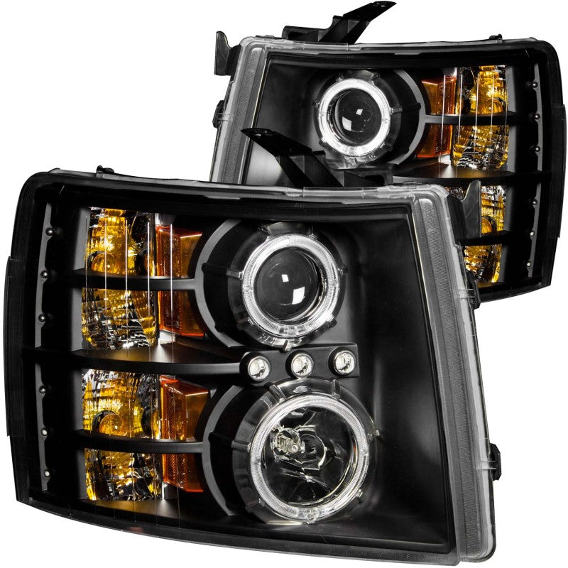 ANZO - [product_sku] - ANZO 2007-2013 Chevrolet Silverado 1500 Projector Headlights w/ Halo Black - Fastmodz