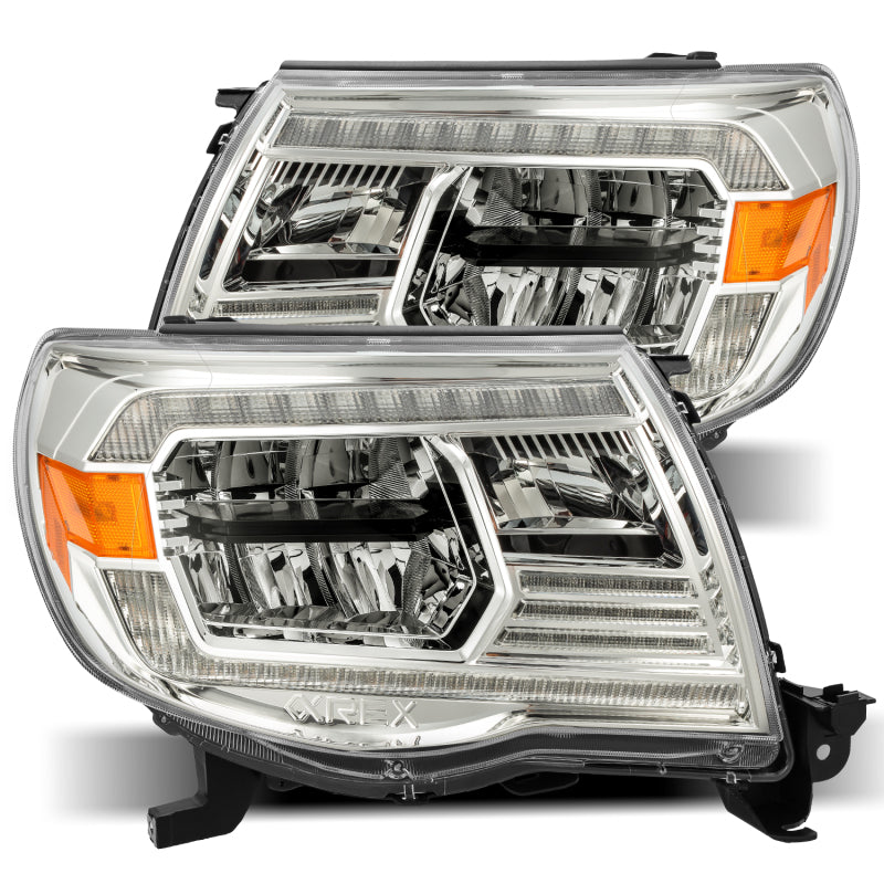 AlphaRex 880734 FITS 05-11 Toyota Tacoma LUXX Crystal Headlights Plank Style Chrome w/Activation Light/DRL