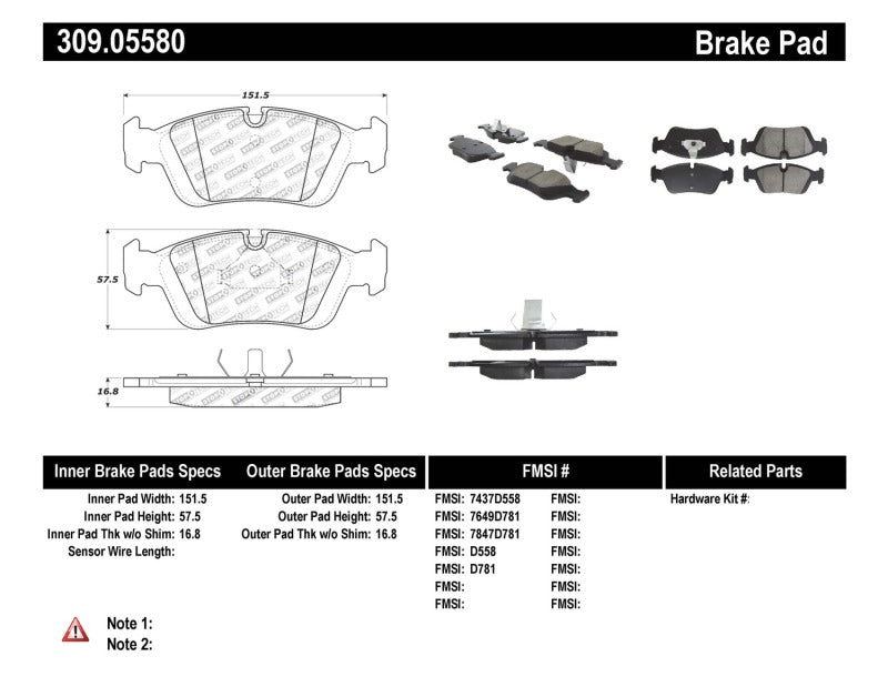 StopTech 96-02 BMW Z3 / 03-08 Z4 / 97-00 323 / 10/90-99 325/328 (E30/E36) Front Brake Pads