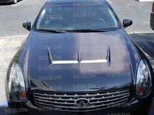 Load image into Gallery viewer, Seibon HD0305INFG352D-JS FITS 03-07 Infiniti G35 Coupe JS Carbon Fiber Hood