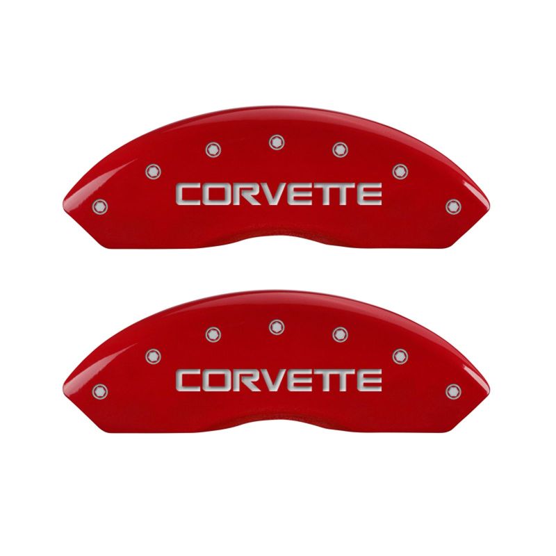 MGP 13013SCV4RD FITS 4 Caliper Covers Gloss Red Engraved with Corvette C4 (Full Kit 4 Pieces)