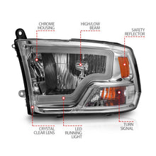 Load image into Gallery viewer, ANZO 111516 -  FITS: 2009-2018 Dodge Ram 1500/ 2500/ 3500 Crystal Headlights w/ Light Bar Chrome Housing