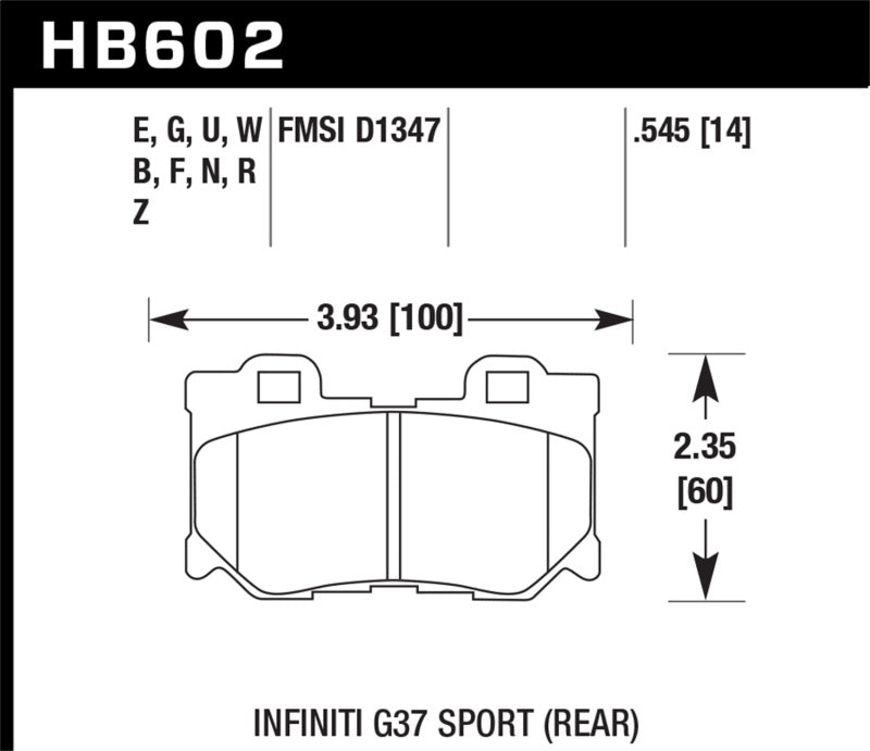 Hawk Infiniti G37 Sport HP+ Street Rear Brake Pads - free shipping - Fastmodz