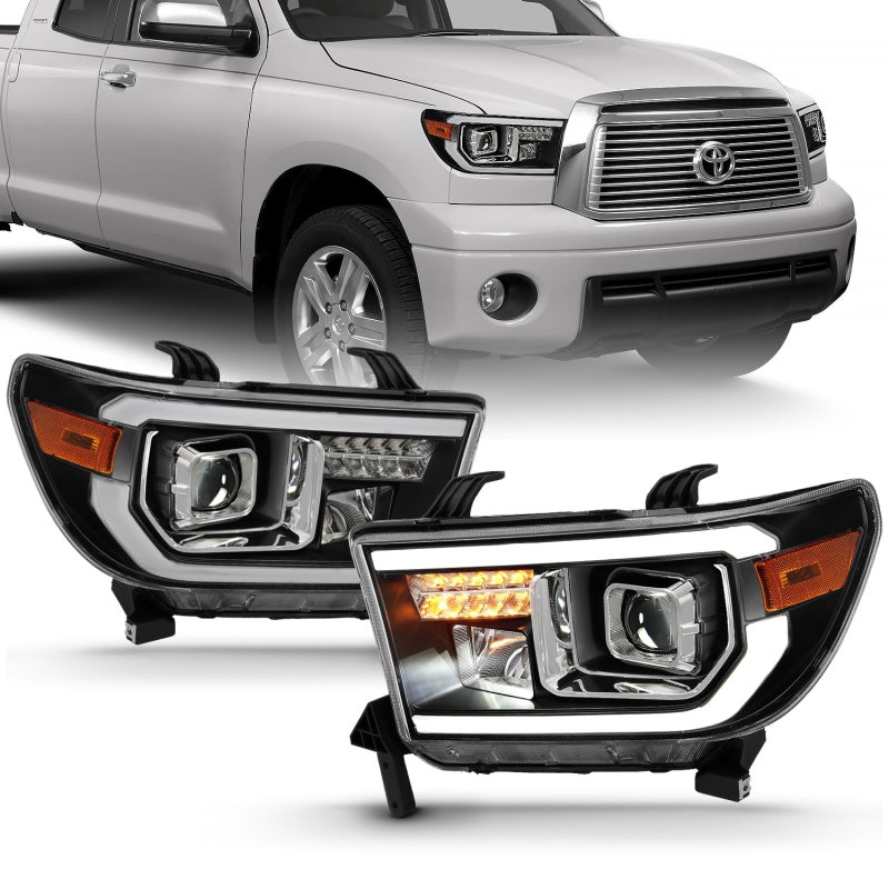 ANZO 111447 FITS: 2007-2014 Toyota Tundra Projector Light Bar H.L Black Amber(Led High Beam) (Halogen Version)