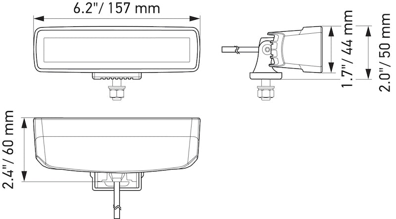 Hella 358176201 - Universal Black Magic 6 L.E.D. Mini Light BarFlood Beam