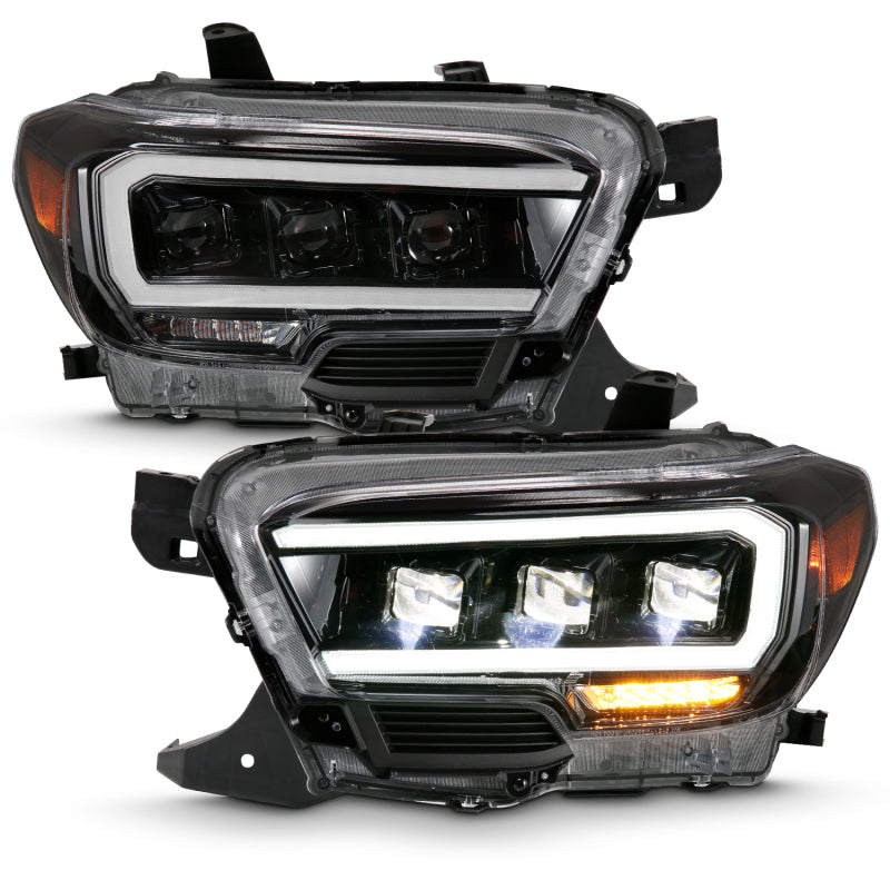 ANZO 111496 FITS: 2016-2018 Toyota Tacoma LED Projector Headlights Plank Style Black w/ Amber