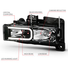 Load image into Gallery viewer, ANZO 111498 FITS 1999-2000 Cadillac Escalade Crystal Headlights Light Bar Black Housing (Pair)