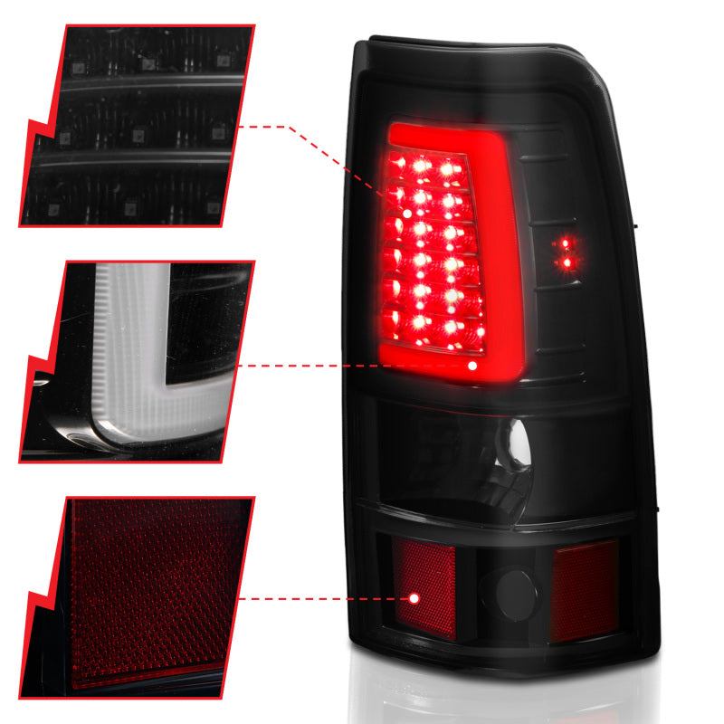 ANZO 311331 -  FITS: 1999-2002 Chevy Silverado 1500 LED Taillights Plank Style Black w/Smoke Lens