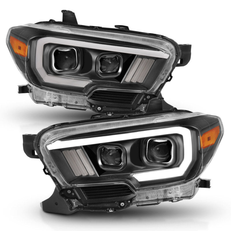 ANZO - [product_sku] - ANZO 2016-2017 Toyota Tacoma Projector Headlights w/ Plank Style Switchback Black w/ Amber w/ DRL - Fastmodz