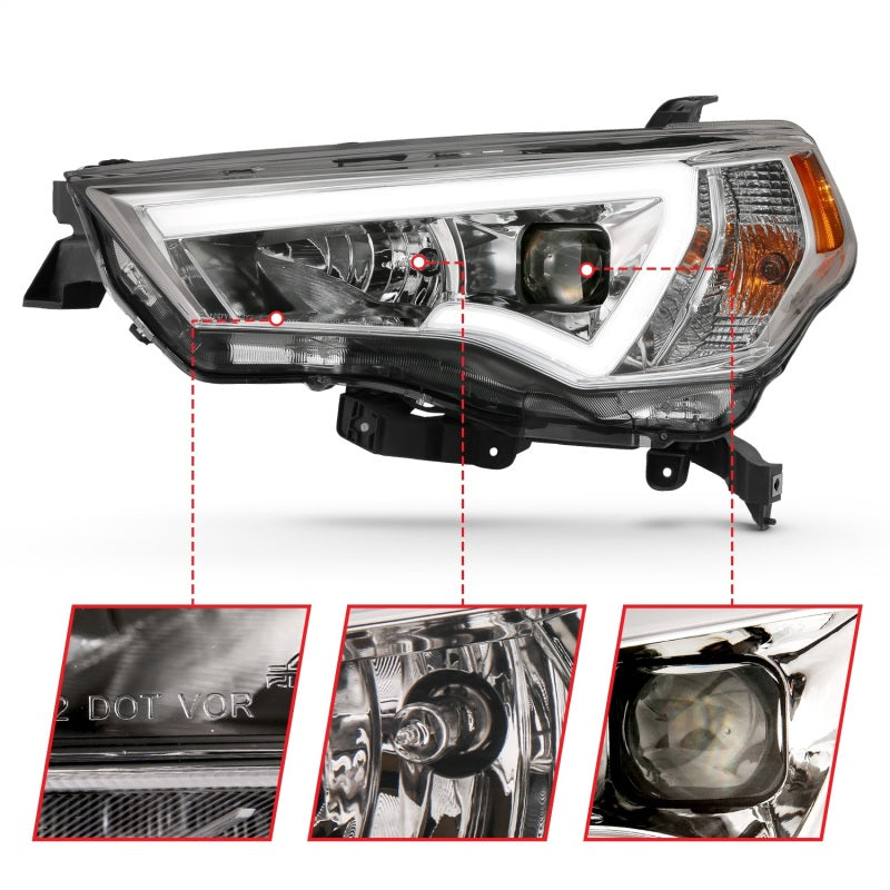 ANZO - [product_sku] - ANZO 14-18 Toyota 4 Runner Plank Style Projector Headlights Chrome w/ Amber - Fastmodz