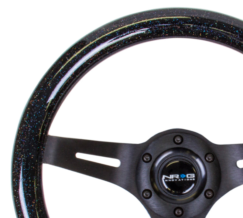 NRG ST-310BSB-BK - Classic Wood Grain Steering Wheel (310mm) Black Sparkle w/Blk 3-Spoke Center