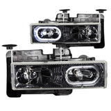 ANZO 111005 FITS: 1988-1998 Chevrolet C1500 Crystal Headlights Carbon w/ Halo