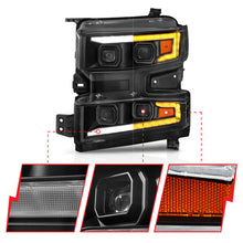 Load image into Gallery viewer, ANZO 111566-L FITS 111566-L FITS 19-22 Chevrolet Silverado 1500 LED Proj HL w/Lgt Bar SwBk Seq. Blk w/In. LightDriver Side ON