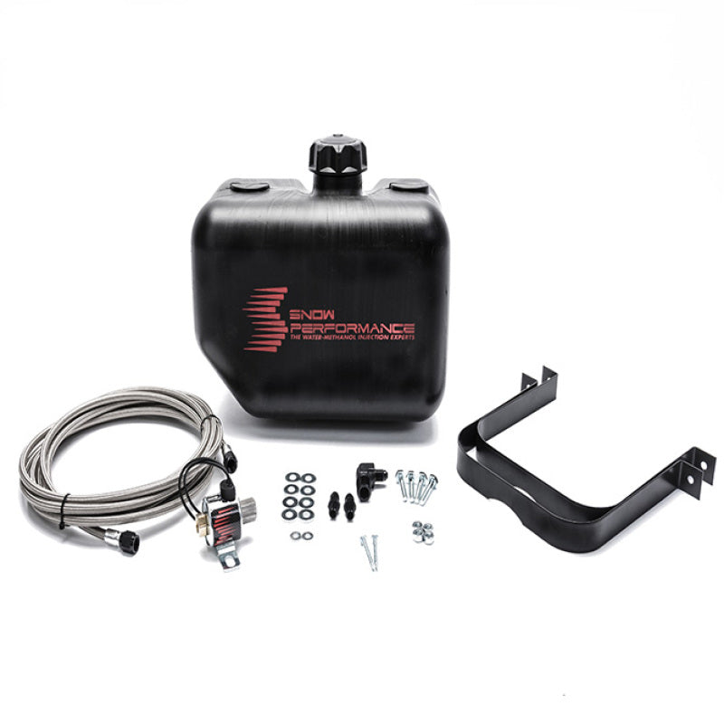 Snow Performance SNO-40014-BRD - Water Tank Upgrade 2.5gal Braided SS Line w/Bracket/Solenoid/Hose/Fittings