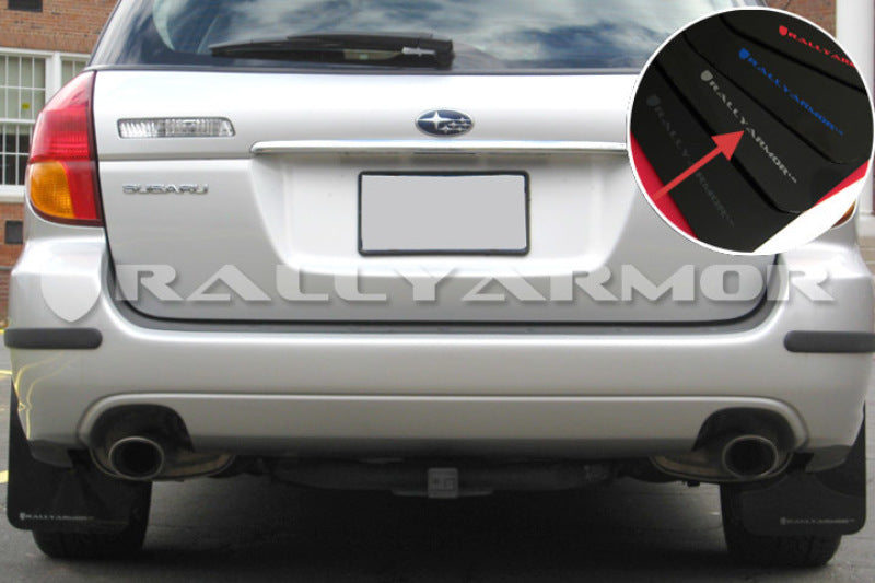 Rally Armor MF4-UR-BLK/SIL FITS: 2005-2009 Legacy GT and Outback UR Black Mud Flap w/ Silver Logo