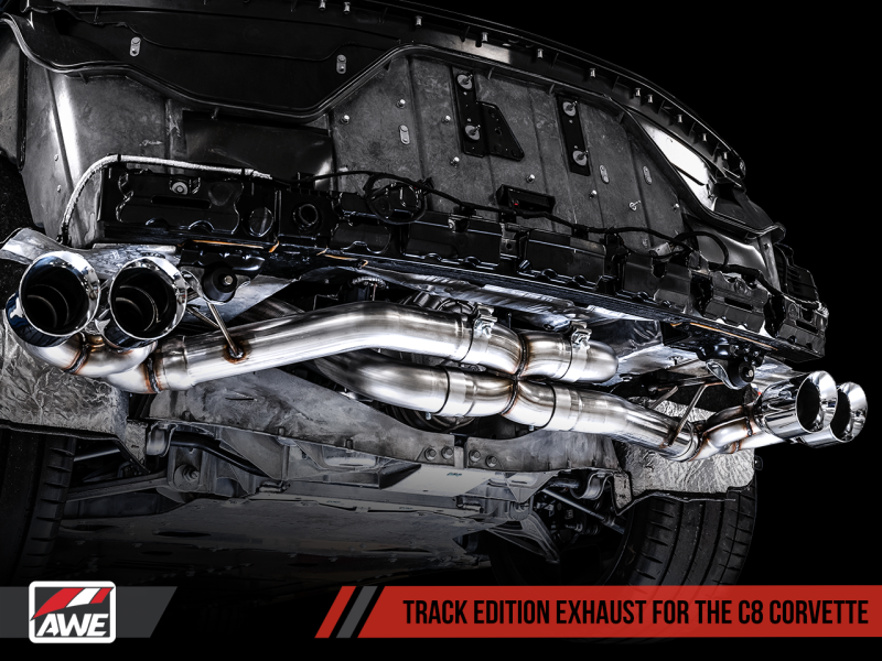 AWE Tuning 3020-43086 FITS 2020 Chevrolet Corvette (C8) Track Edition Exhaust - Quad Diamond Black Tips