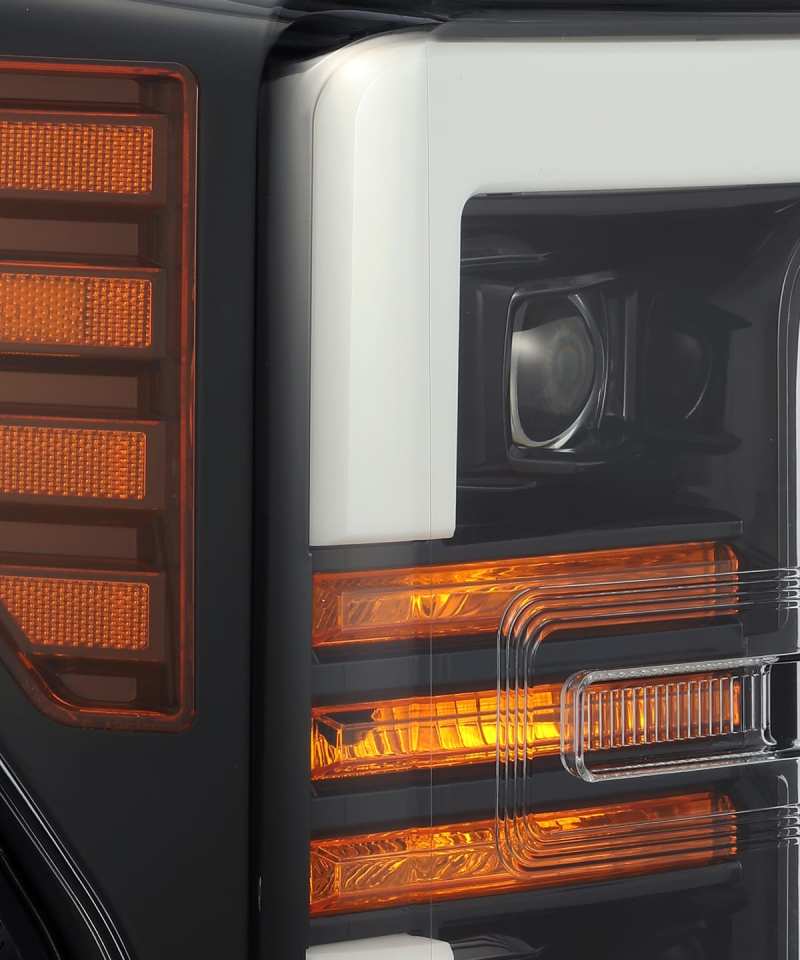 AlphaRex 880108 FITS 17-19 Ford F-250 SD PRO-Series Proj Headlights Plank Style Black w/Activ Light/Seq Signal