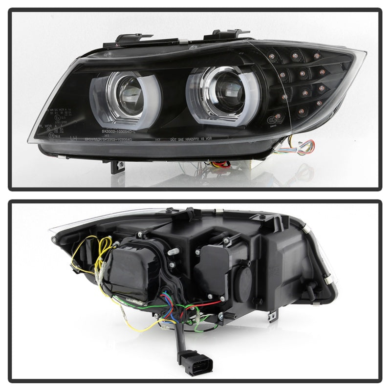 SPYDER 5086488 - Spyder 09-12 BMW E90 3-Series 4DR Projector Headlights HalogenLEDBlackPRO-YD-BMWE9009-BK