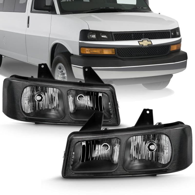 ANZO 111474 FITS: 2003-2017 Chevy Express Crystal Headlight Black