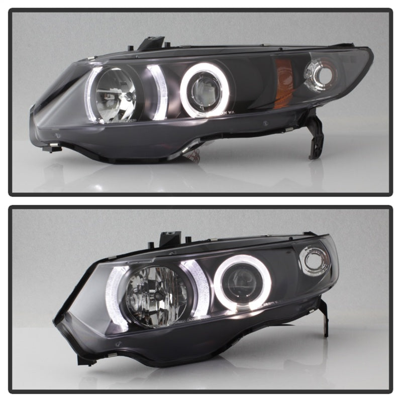 SPYDER 5010780 - Spyder Honda Civic 06-08 2Dr Projector Headlights LED Halo Black High H1 Low H1 PRO-YD-HC06-2D-HL-BK