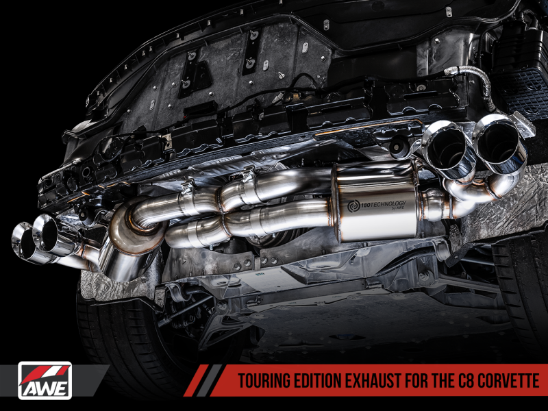 AWE Tuning 3015-42151 FITS 2020 Chevrolet Corvette (C8) Touring Edition Exhaust - Quad Chrome Silver Tips