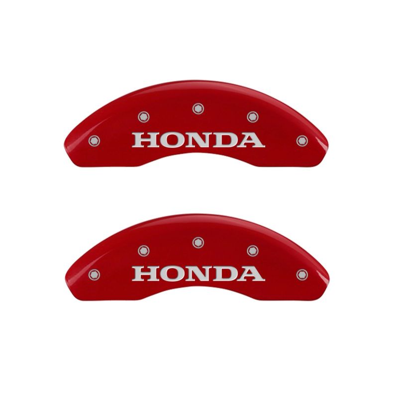 MGP 20218SHONRD - 4 Caliper Covers Engraved Front & Rear Honda Red finish silver ch