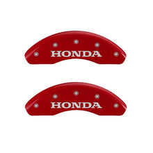 Load image into Gallery viewer, MGP 20218SHONRD - 4 Caliper Covers Engraved Front &amp; Rear Honda Red finish silver ch