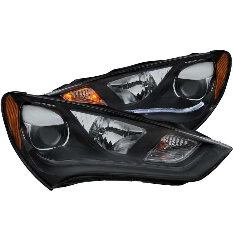 ANZO 121511 -  FITS: 2013-2015 Hyundai Genesis Projector Headlights w/ Plank Style Design Black (HID Compatible)