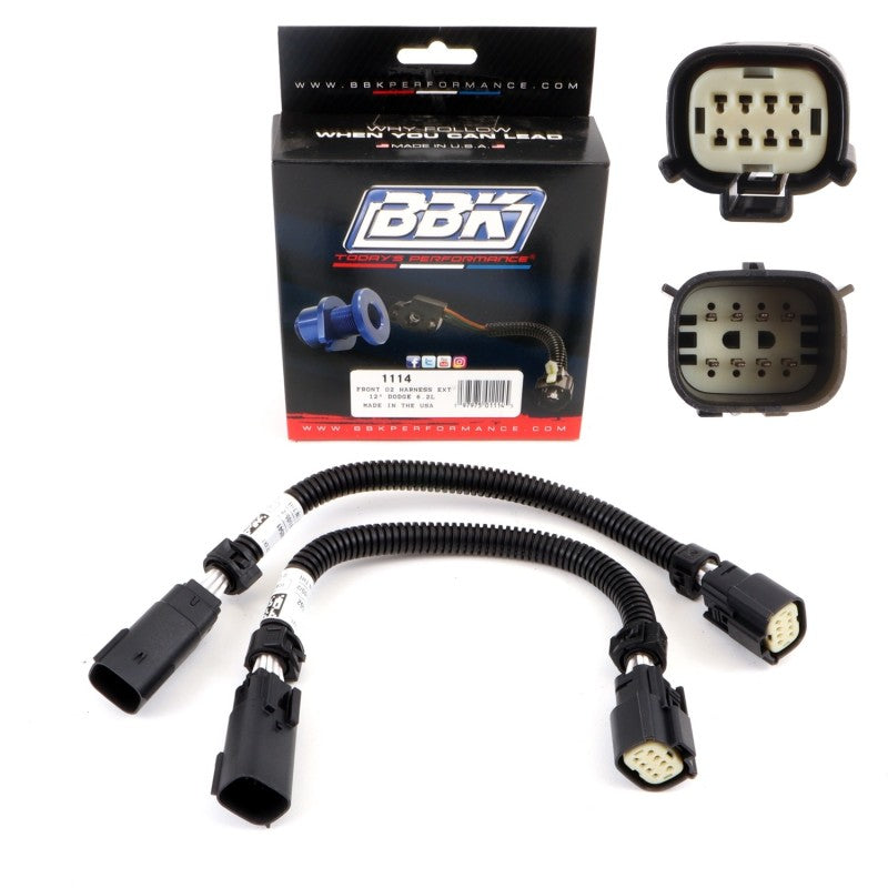 BBK 1114 FITS 05-20 Dodge Hellcat 6.2L 6 Pin Front O2 Sensor Wire Harness Extensions 12 (pair)