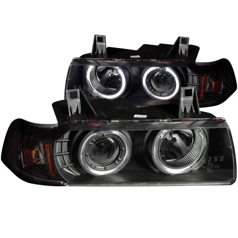 ANZO - [product_sku] - ANZO 1992-1998 BMW 3 Series E36 Projector Headlights w/ Halo Black G2 1 pc - Fastmodz