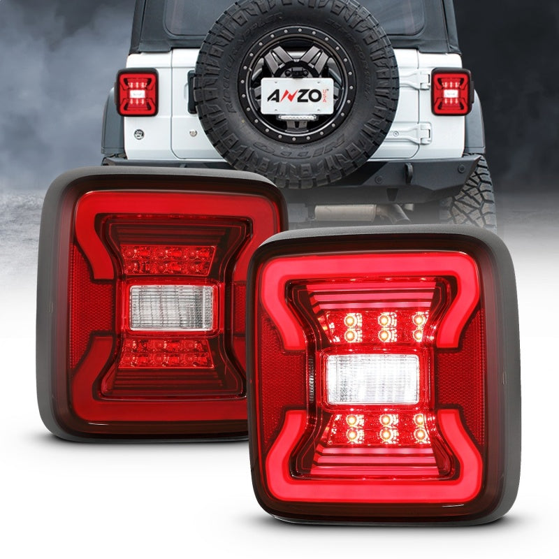 ANZO 311295 FITS 18-19 Jeep Wrangler JL LED Taillights Black