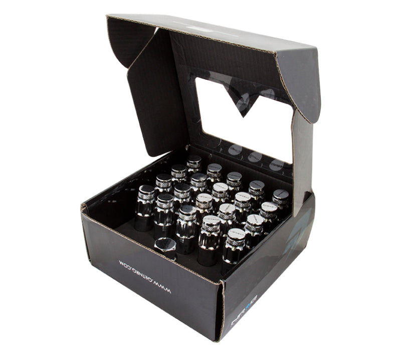 NRG LN-LS700SL-21 - 700 Series M12 X 1.5 Steel Lug Nut w/Dust Cap Cover Set 21 Pc w/Locks & Lock Socket Silver