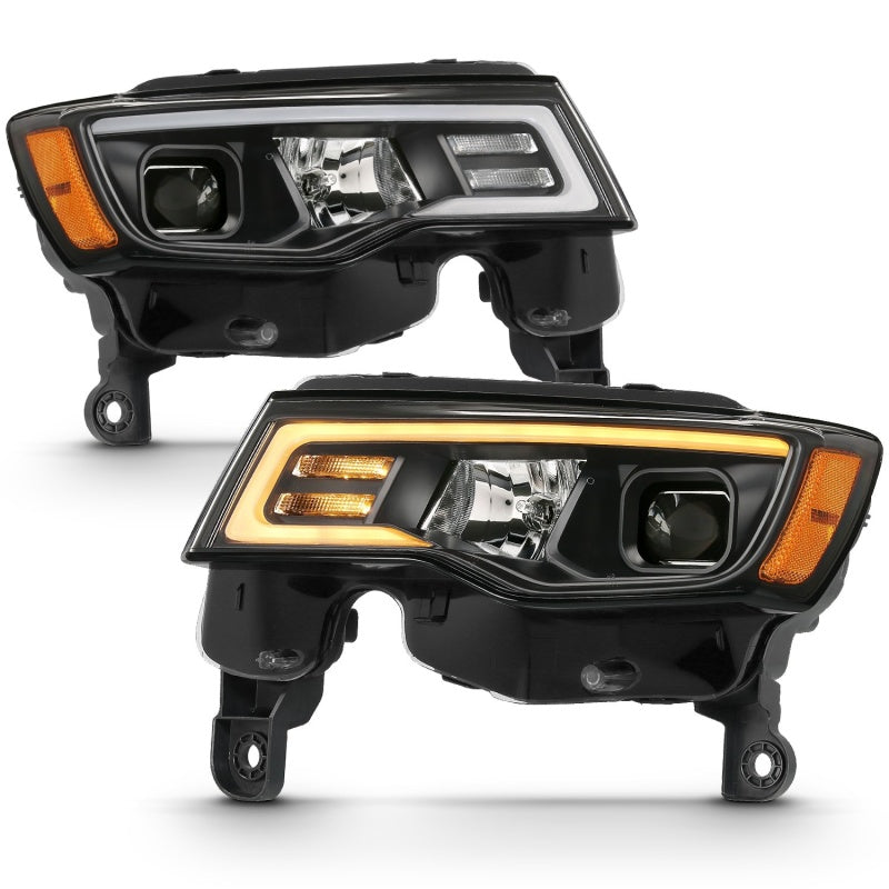 ANZO 111419 -  FITS: 2017-2018 Jeep Grand Cherokee Projector Headlights w/ Plank Style Switchback FITS: Chrome w/ Amber