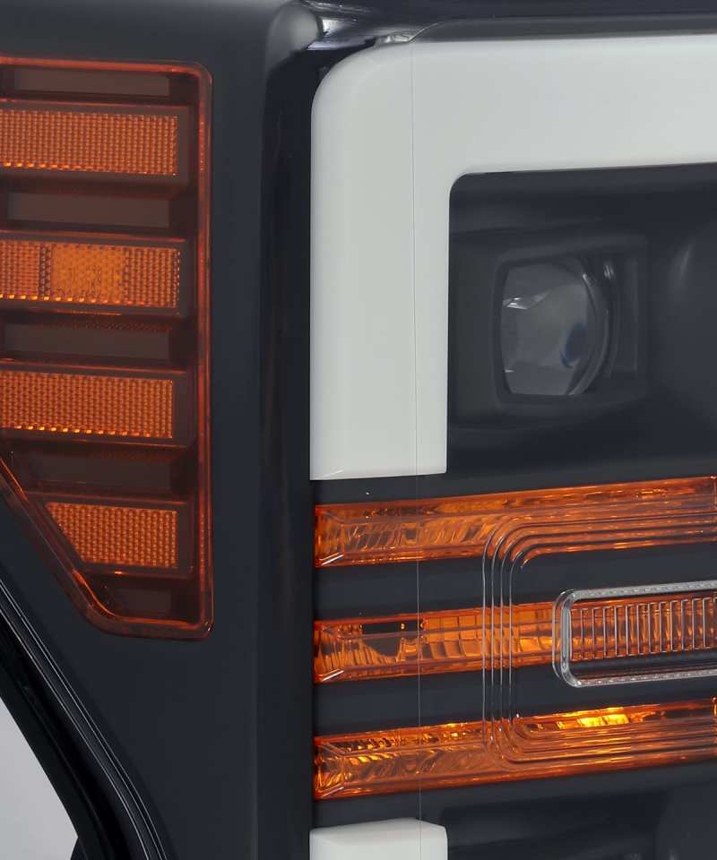 AlphaRex 880106 FITS 17-19 Ford F-250 SD PRO-Series Proj Headlight Plnk Style Matte Blk w/Activ Light/Seq Signal