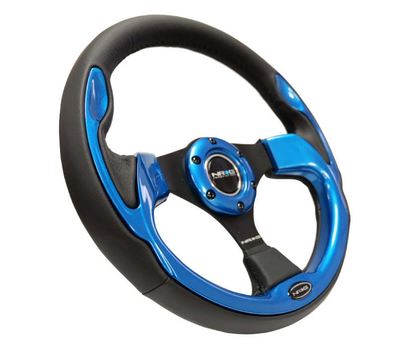 NRG RST-001BL - Reinforced Steering Wheel (320mm) Blk w/Blue Trim